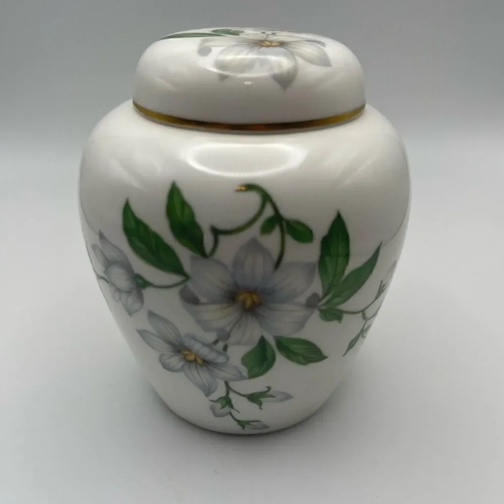Crown Staffordshire Bone China Clematis  4” Ginger Jar